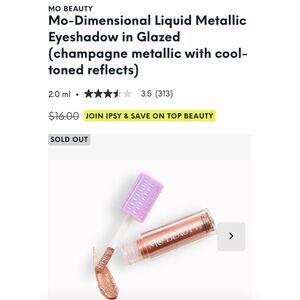 NIB Mo Beauty Mo Dimensional Liquid Metallic Eyeshadow in Glazed Champagne